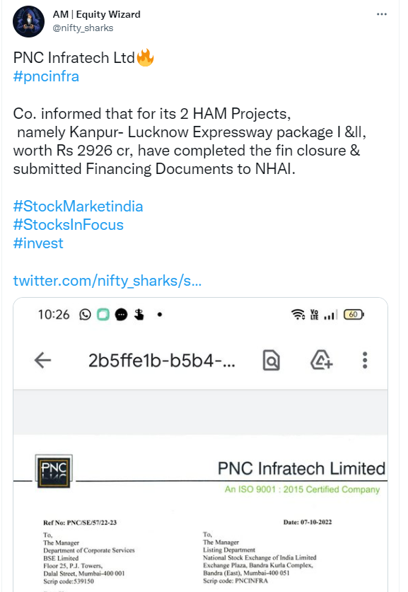 nifty_sharks's tweet image. PNC Infratech Ltd🔥
#pncinfra 

High Conviction🔥
Mind these multiple calls on this great Value Gem..

#BULLISH Alert ⚡️

21% upside from our Pivot ..👇

#NS #DYOR Not a buy reco 

#StocksToBuy #StocksInFocus #StockMarketindia #Stocks #equity #investing
