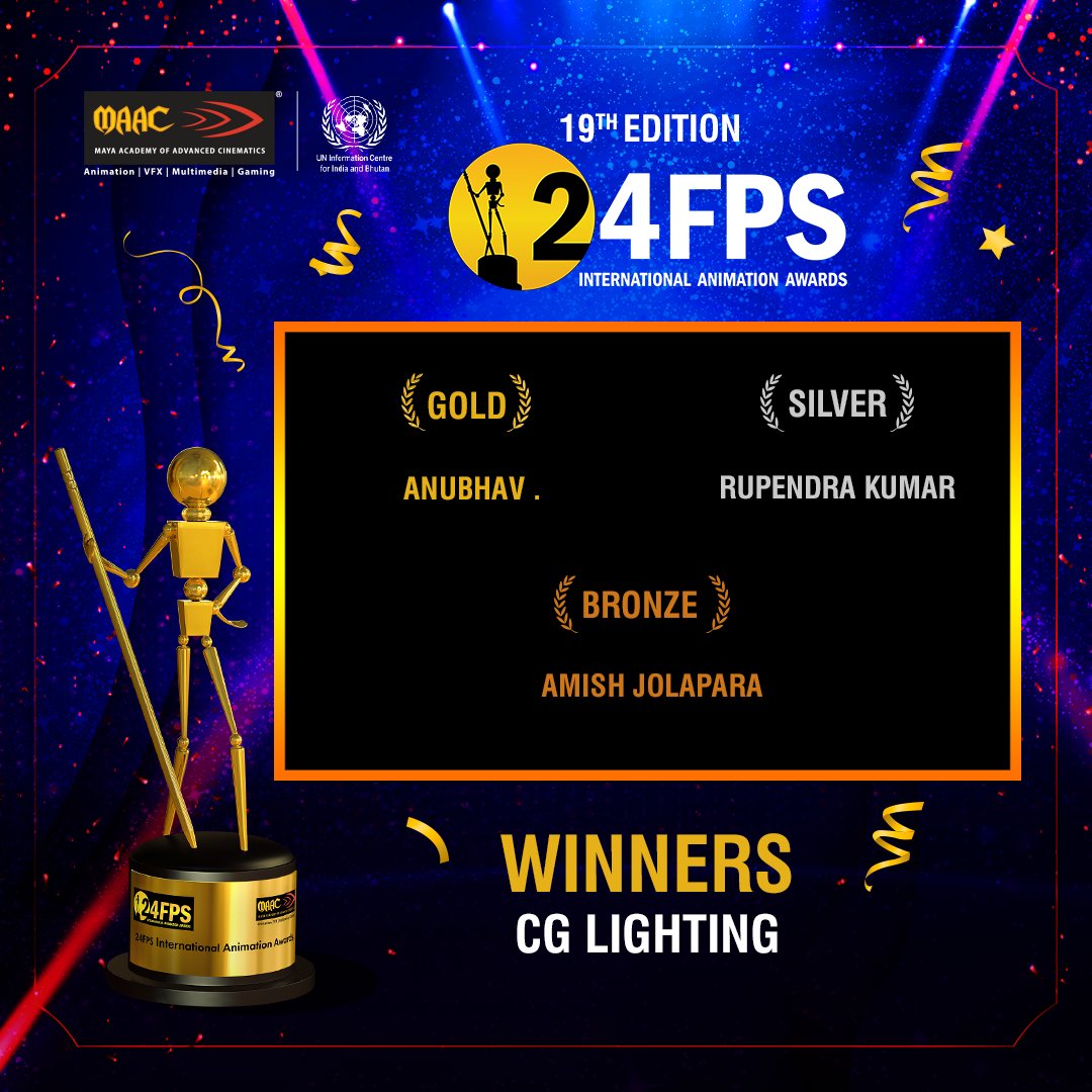 MayaAcademyInd's tweet photo. A big congratulations to the winners of the MAAC 24FPS 2022 International Animation Awards - CG Lighting category 🎉
You have truly lighted up the screen with your stunning work 🫡
#24FPS #MAAC24FPS #MAACIndiaOfficial #AnimationAwards https://t.co/m5w2Rcgrd2
