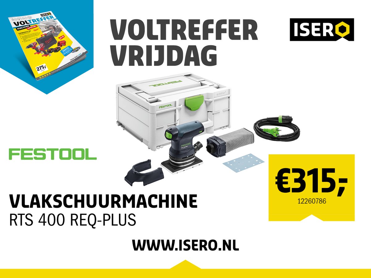 Voltreffer Vrijdag!

Compacte Festool vlakschuurmachine met een ergonomische vorm, een gewicht van slechts 1,2 kg en een perfect uitgebalanceerde gewichtsverdeling 👌

Meer info of direct bestellen:
➡️ bit.ly/3Q70zXk ⬅️