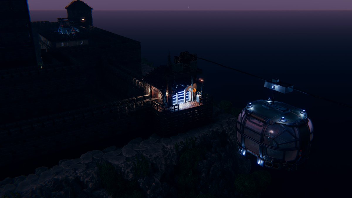 Mckilleron's tweet photo. Après quelques temps de pause suite à une molette de souris décédée, j'ai enfin fini ma nouvelle map pour le #JDR #ShadowStories, un énorme château mélangeant moyen âge et Cyberpunk, avec son petit téléphérique d'accès ! https://t.co/P5PMtl5ohE