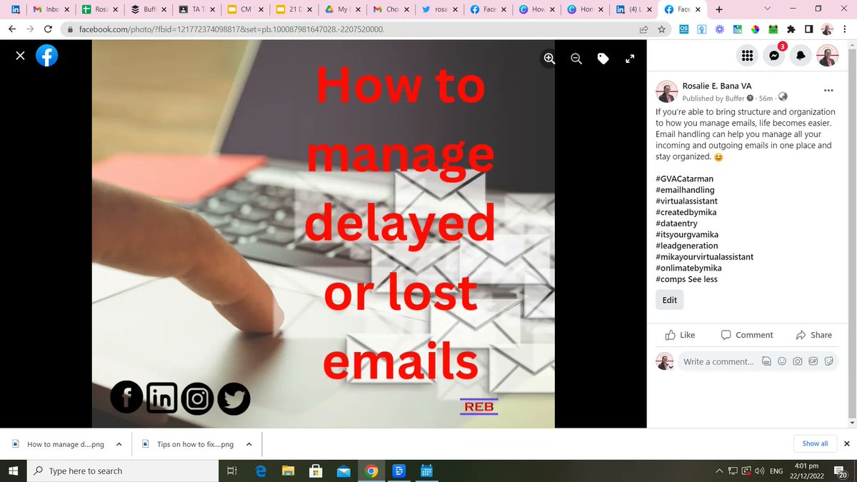BanaRosalie's tweet image. Life becomes easier. email handling can help you manage all your incoming and outgoing emails in one place and stay organized. 👍🏻 

#GVACatarman
#emailhandling
#virtualassistant
#createdbymika
#dataentry
#itsyourgvamika
#leadgeneration
#mikayourvirtualassistant
#onlimatebymika