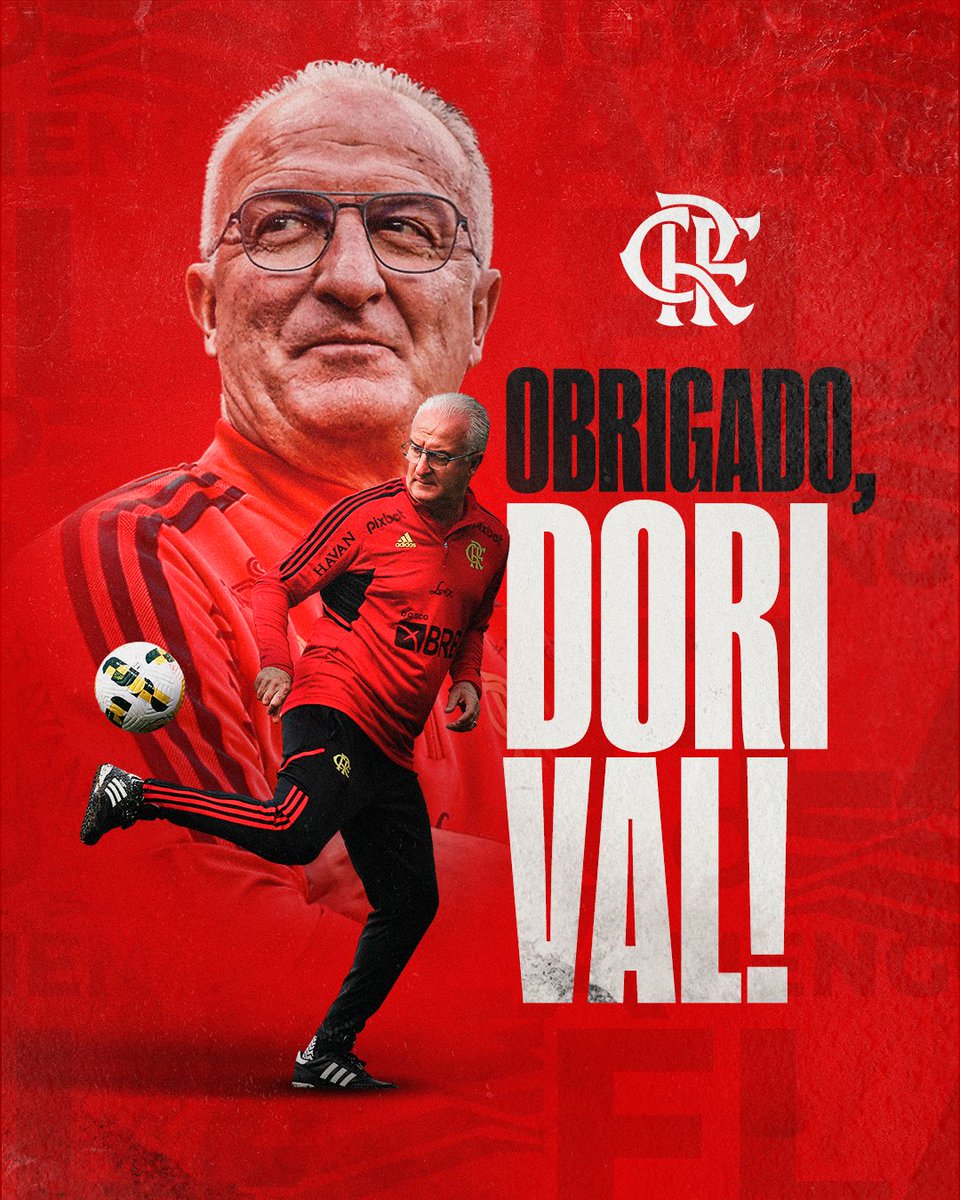 Flamengo's tweet photo. Agradecemos ao técnico Dorival Júnior, comandante das conquistas da Copa CONMEBOL Libertadores e Copa do Brasil, pelos serviços prestados ao Clube de Regatas do Flamengo. Desejamos muito sucesso em sua carreira. Obrigado, professor! #CRF https://t.co/m4T6EE65mR