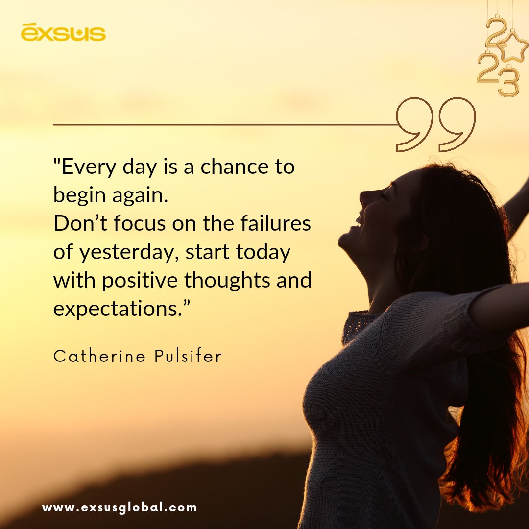 Exsushq's tweet photo. Every day is a chance to begin again.
Welcome to 2023.
#newbeginnings2023 #Exsus https://t.co/SFWVBhCqyz
