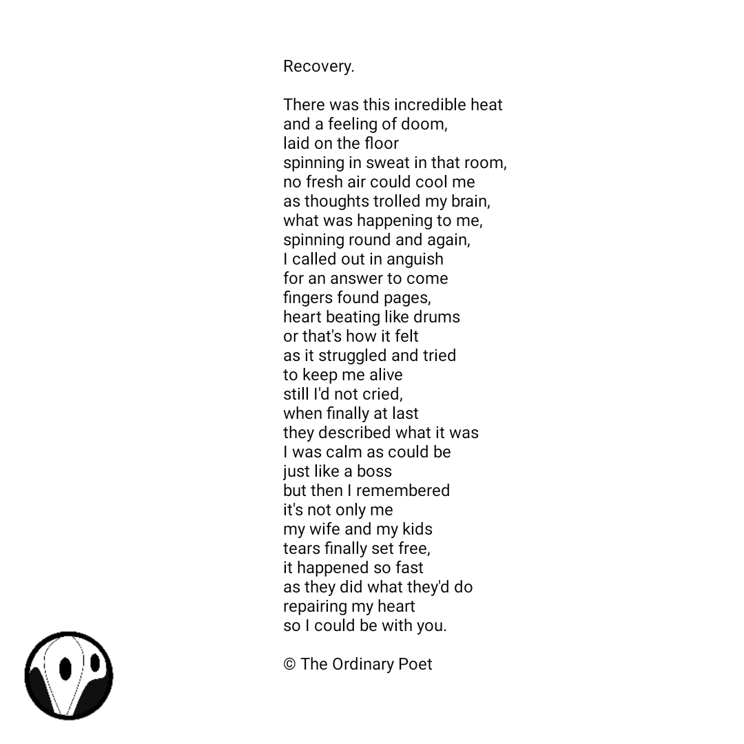 TheOrdinaryPoet's tweet photo. Recovery.

#survivor #anotherchanceatlife 

#poetry #poetrycommunity #poetryoftwitter #twitterpoetry #poet https://t.co/dXH6qkaKDb