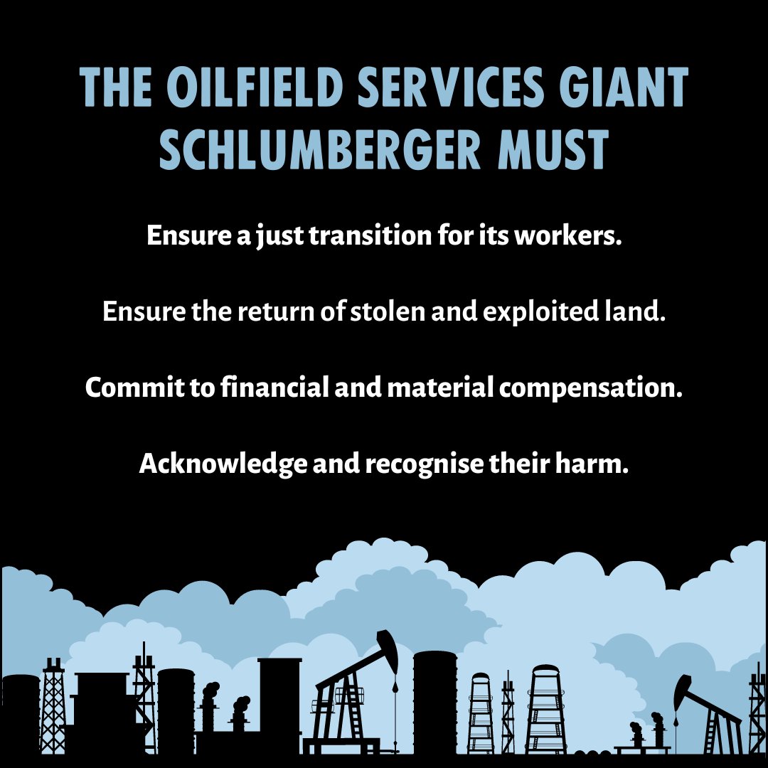 We demand that oilfield services giant Schlumberger stop profiting off planetary destruction and commit to #ClimateReparations for most affected peoples and areas.

#SchlumbergerOut #SLBOut