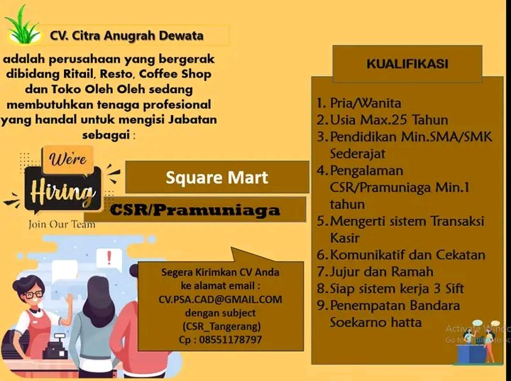 triasresmala's tweet photo. #lokerkotatangerang #lokertangerang penempatan bandara Soekarno Hatta https://t.co/DWYEzDsR7A