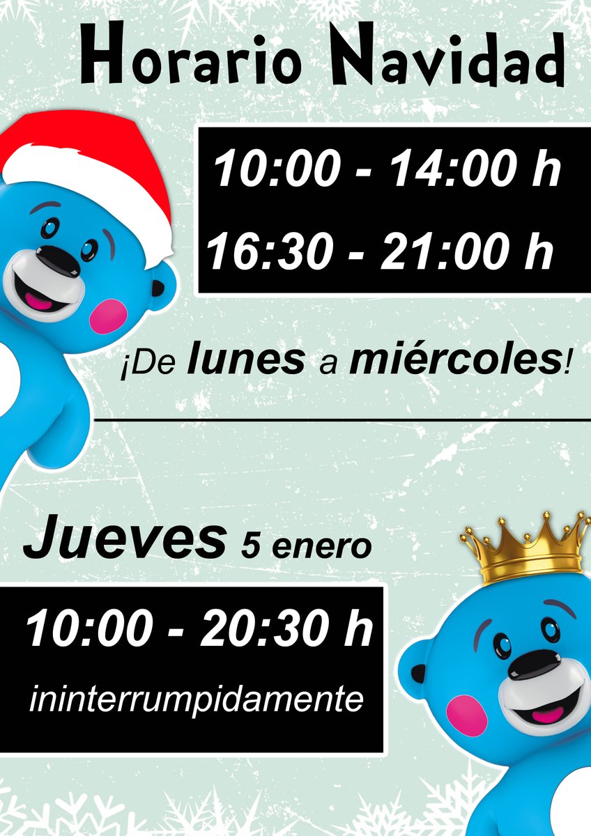 JOSBERTOYS's tweet photo. Te presentamos nuestros horarios de apertura/cierre ¡para esta semanita! 🕐
¡Nos vemos en #Josbertoys! 😉🎁
👉 https://t.co/sC0cbKhh5I
#josber #grupojosber #josbergroup #jugueteria #TiendaOnline #juguetes #juegos #jugueteriaonline #alicante #murcia #horarionavidad #nochedereyes https://t.co/L5a1cudGzY