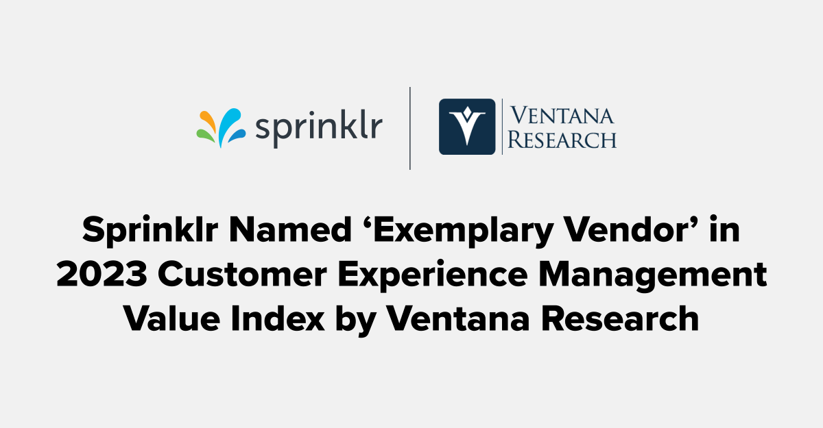 mbirb's tweet photo. Proud to see @Sprinklr named an "Exemplary Vendor' in Ventana Research's inaugural Customer Experience Management Value Index! See why our #UnifiedCXM platform is purpose-built to solve the CXM challenges of today and exceed customer expectations: https://t.co/C8KqrW77XB https://t.co/mnoVIhrcz9