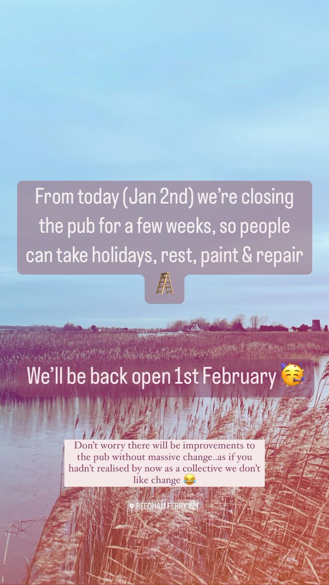 We’re closing the pub for a few weeks, so people can take holidays, rest, paint &amp; repair 🪜 BACK OPEN 1st February 🥳

Don’t worry there will be improvements to the pub without massive changes..as if you hadn’t realised by now as a collective we don’t like change 😂