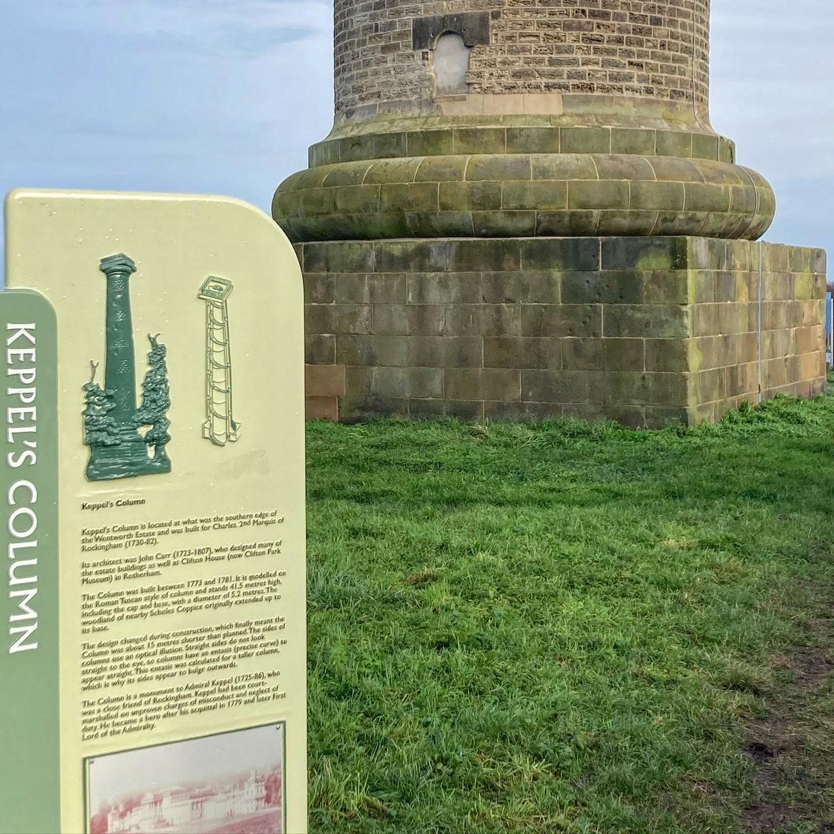 HellingtonBoots's tweet photo. Keppel’s Column from yesterday’s wander. Definitely worth a visit, if you’re local - a beautiful woodland very close by too. 😁🥾

This one is definitely out of my comfort zone height wise! 😱😂

 #KeppelsColumn #WentworthEstate #LegsAndLaces #MonumentMonday https://t.co/xS5HpKf0cr