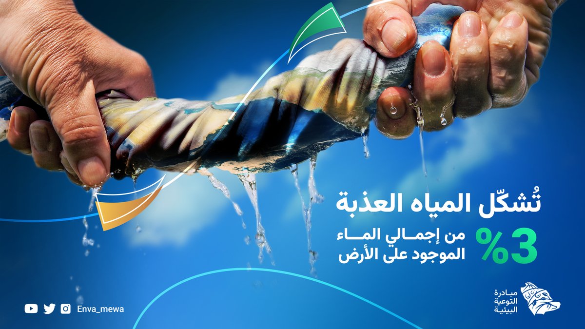 مياهنا العذبة محدودة 
فلنحافظ عليها بترشيد استهلاكها 🚰 #مبادرة_التوعية_البيئية