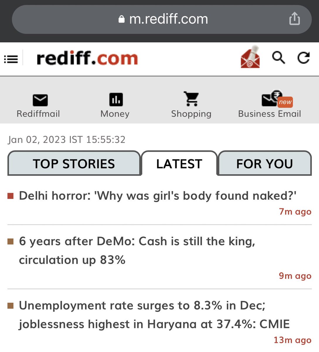 vinsinners's tweet photo. SC says #Demonetization was legal.
Meanwhile, rediff headlines.
Some media are just hell bent on negativity. The rot runs deep. #therotrunsdeep https://t.co/yhAajYUWq5