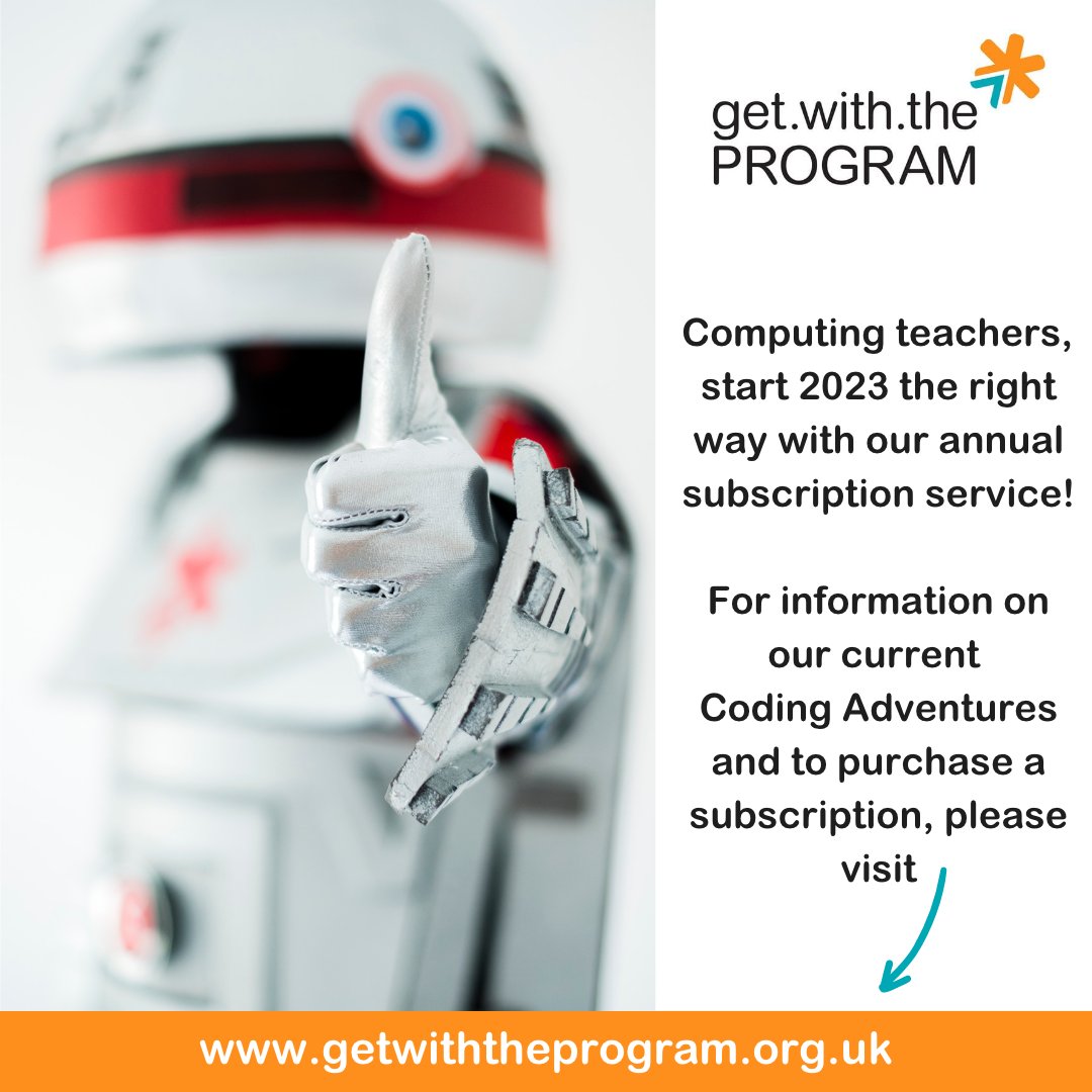 gwtp_uk's tweet photo. 📣Calling all computing teachers....Start 2023 the right way!
https://t.co/kp5oJriVw5 

#CodingAdventures #STEMLearning #STEM #education #Coding #KS1 #KS2 #LKS2 #LearningExperiences #annualsubscription #GWTP #AltheRobot #ProfessorTrice #GetwiththeProgram https://t.co/xHcow1LST1
