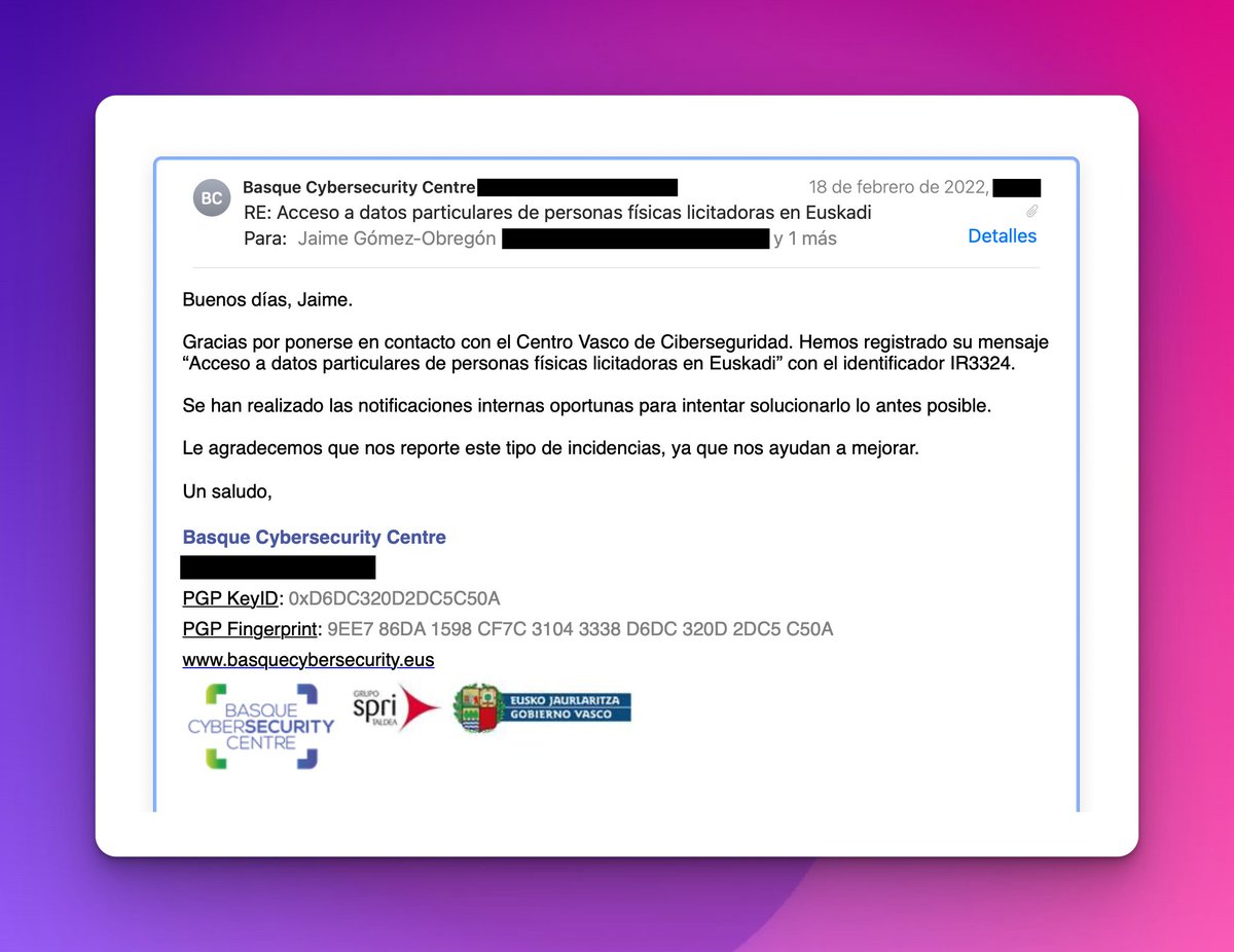 JaimeObregon's tweet photo. En febrero encontré un agujero en un portal público. Por él pude acceder a los DNI, domicilios y teléfonos no publicados de cientos de autónomos. Avisé inmediatamente al organismo responsable.

Once meses después el agujero sigue ahí.

Hoy me envían esta noticia… 👇🤷‍♂️ https://t.co/2CJnShi9JA