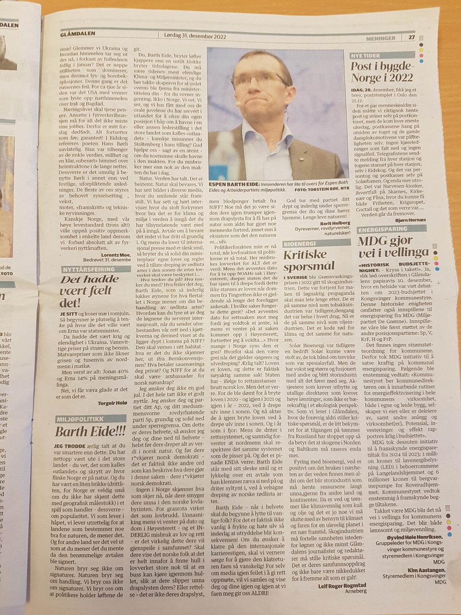 rovdyrvern's tweet photo. Åpent brev til @EspenBarthEide i papirutgaven, #ulv #ulvejakt #ulveslak #ulvehat #ulver #ikkeminminister teksten finner dere her: https://t.co/9mgKR9L2gV https://t.co/iS8m1cXM1V