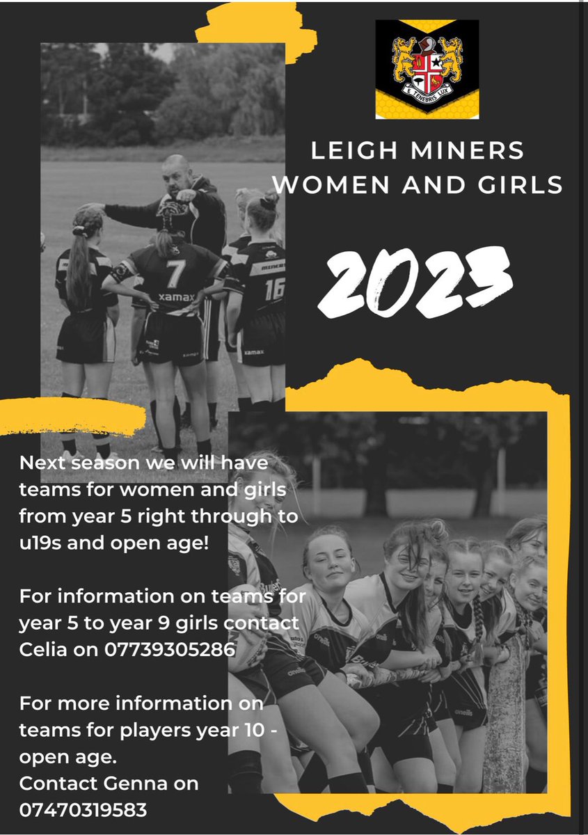 <a href="/leighminersrl/">Leigh Miners Rangers RL</a> The 16s teams are on the look out for some new teammates.
We have 2 established teams, 1 competes in the Prem Division &amp; 1 in the NW Development League. games that are suitable for all abilities.
Experienced &amp; qualified coaches and the best girls to play with!