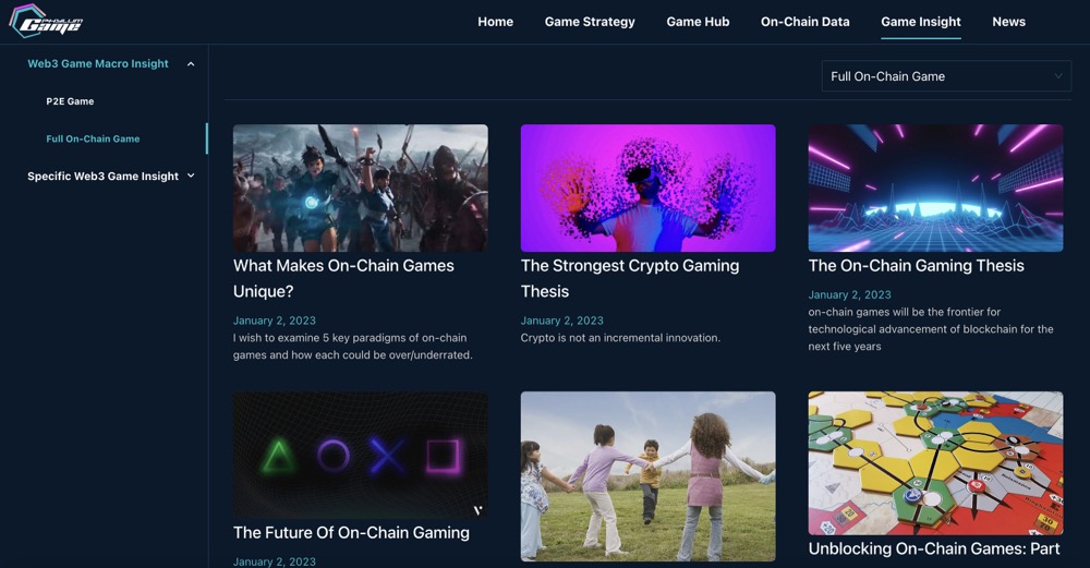 3）In "Game Insight" - "Web3 Game Macro Insight" section add "Full On-Chain Game", in the future will upload more quality long articles related to "Full On-Chain Game":

gamephylum.io/gameInsight/We…