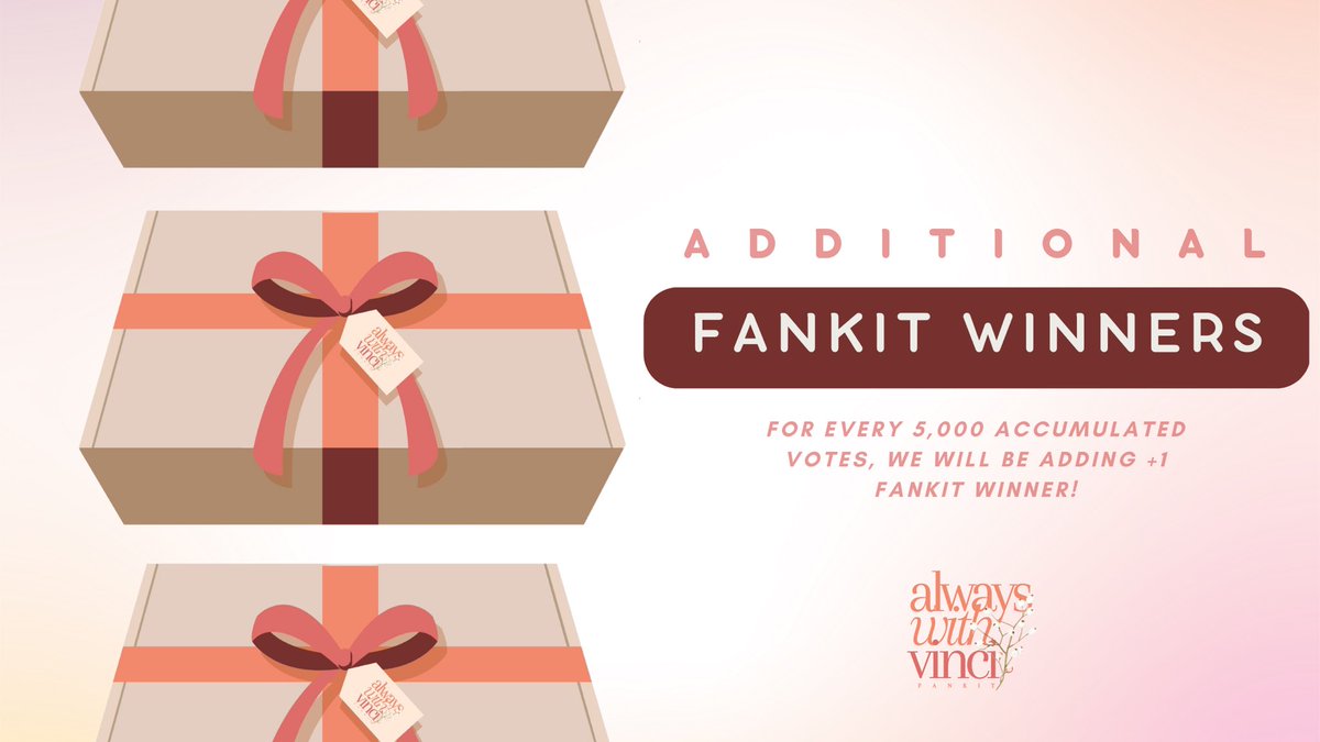VINCIHOUR's tweet photo. [💌] Wait, there's more! For every 5,000 accumulated votes we get, we will be adding +1 FANKIT WINNER.

See update here: https://t.co/DzeSaOphGb 

Please keep on voting VINCI! 🧸 https://t.co/2j4fbblQhN