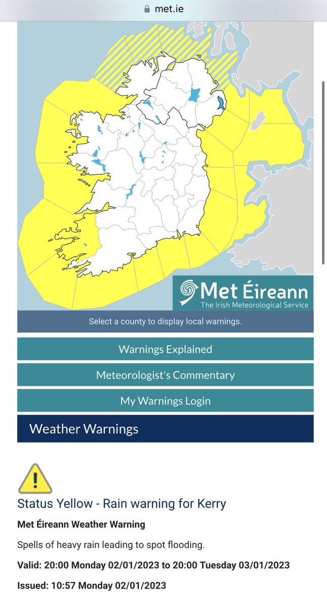 Carlow Weather on Twitter "Rainfall warning issued for Kerry now with