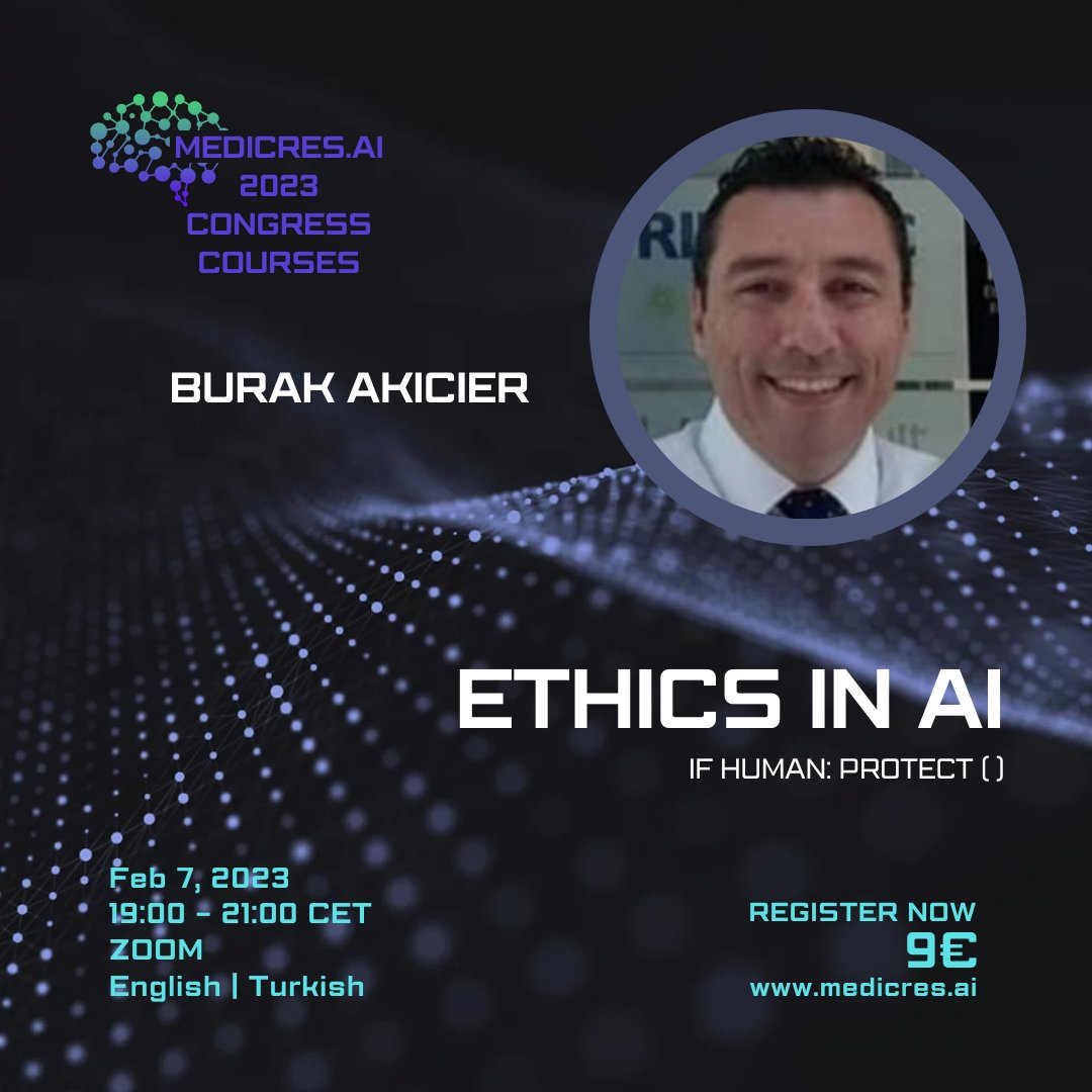 MedicresAI's tweet photo. We are happy to share our #MedicReS #AI 2023 Course programs with you.
Registration:
https://t.co/GZGFC2CVh5
#MEDICRESAI2023 #EPICOS #ArtificialIntelligence #AICongress #MachineLearning #DeepLearning #Innovation #MedicalResearch #ClinicalResearch #BigData
@BurakAkicier https://t.co/cfkyX7sNZF