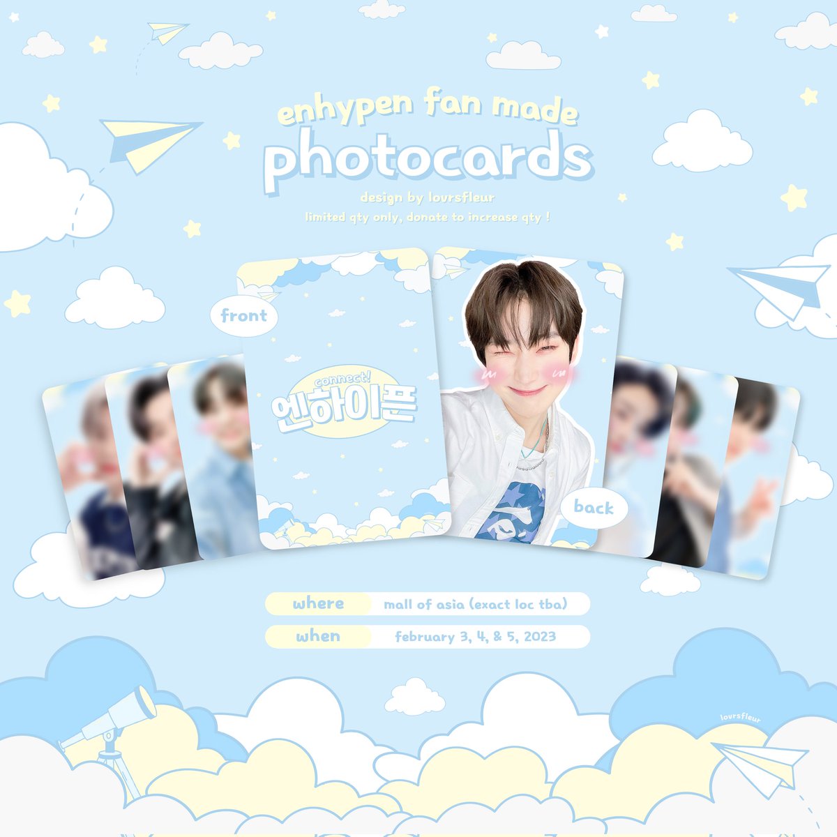 : ¨·.·¨ :
‌ ` ·. 💫 : ¨·.·¨ :
              ` ·. Manifesto in Manila
( mini fan project by <a href="/lovrsfleur/">♡ | graphic design commission!</a> )

i'll be giving away #enhypen pcs on feb 3-5. to claim,

     ֪   like &amp; rt this twt
     ֪   approach me on d-day, must show proofs
     ֪   open for trade, dm me!

see u!