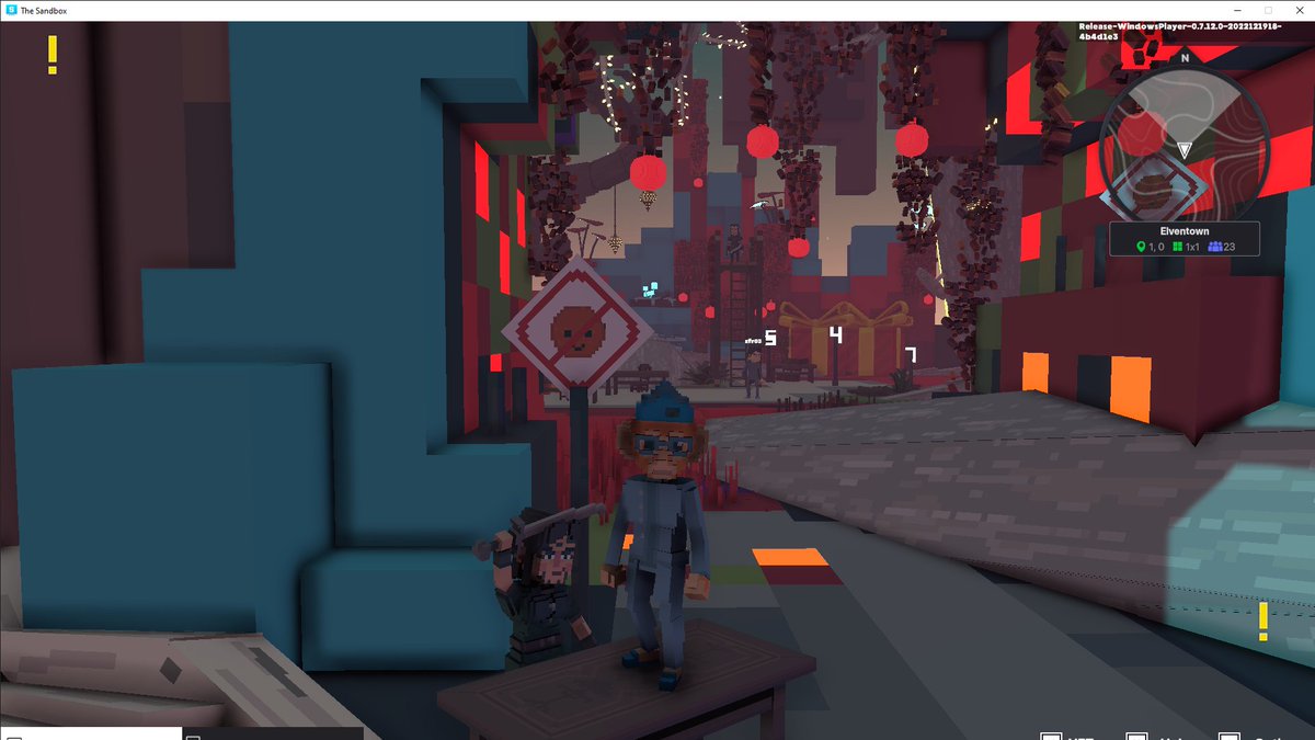 saensup89's tweet photo. @TheSandboxGame I found one of the "No smile allowed" signs in Elventown!😐 I participated in the #SeasonsGreetingsTSB challenge for a chance to win an NFT! https://t.co/SlNJlnCZUr