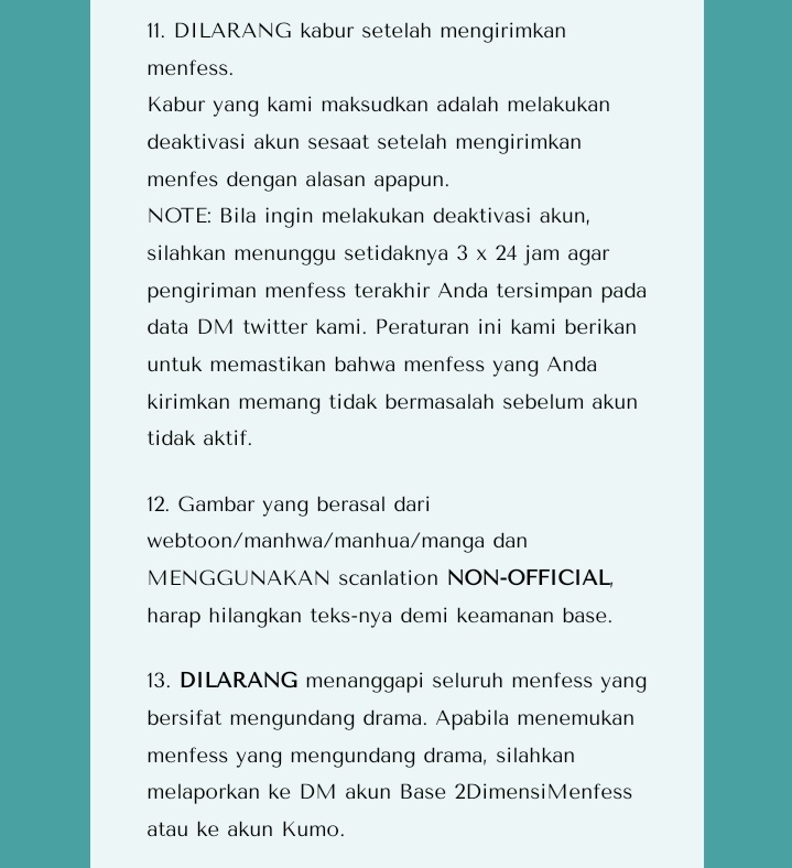 sedarinai's tweet photo. &amp;&amp;. 

1. Saya selaku penulis Tarangga sudah membaca carrd dan sanggup mematuhi peraturan.
2. Adapun gambar yang tidak boleh diunggah yaitu gambar berunsur nudity, segala art untuk vtuber, virtual artist, utaite, AI, dan juga fanart yang belum mendapat izin dari artist ybs. https://t.co/MWu0tUgsUw