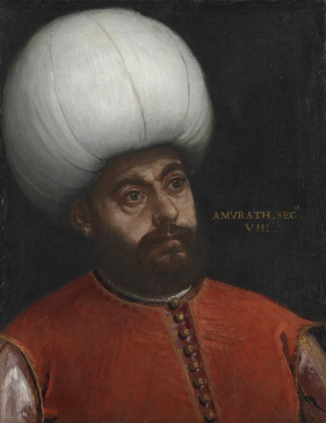 Murad II, Ottoman Sultan, taken from https://en.wikipedia.org/wiki/Murad_II#/media/File:Paolo_Veronese_(Nachfolger)_-_Sultan_Murad_II._-_2237_-_Bavarian_State_Painting_Collections.jpg