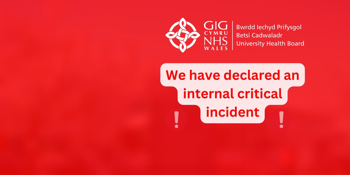 This morning (02/01/2023) we have declared an internal critical incident as we are struggling to cope with prolonged, unprecedented demand across the health and social care system in #NorthWales 

👉bcuhb.nhs.wales/news/featured-…