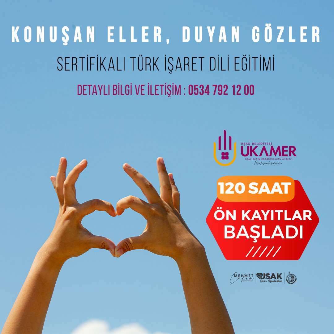 UkamerUsak's tweet photo. 🧏🏻‍♀️ UKAMER iletişimin önündeki engelleri kaldırmak için sizlerle…

Bu eğitimle eller konuşacak, gözler duyacak; sertifikalı Türk İşaret Dili Eğitimi Uşaklı kadınlarımızla buluşacak. ✅ 👇🏻 https://t.co/aGTExjGWne