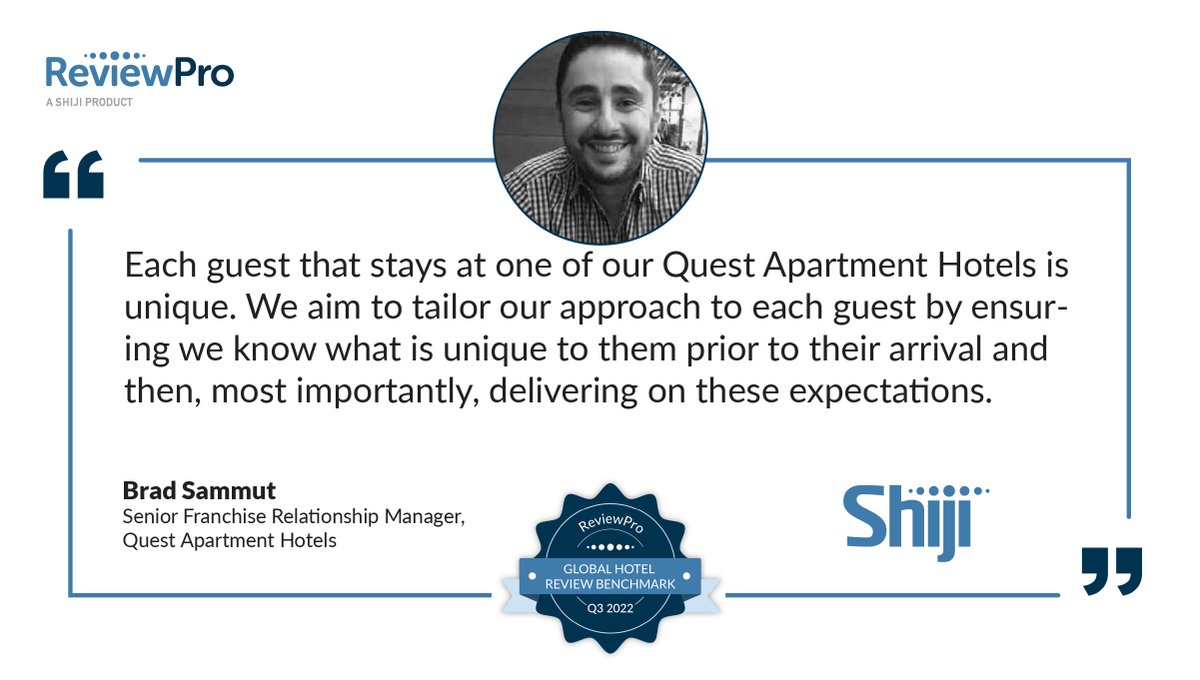 Making their guests feel unique is a top priority for any hotel. For the Senior Franchise Relationship Manager at <a href="/QuestAptHotels/">Quest Apartment Hotels</a>, understanding what guests' expectations are is a key factor prior to their arrival. Download:

reviewpro.shijigroup.com/education/data…

#reviewpro #questapartments