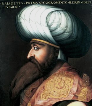 Bayezid I, Ottoman Sultan, taken from https://en.wikipedia.org/wiki/Bayezid_I#/media/File:Bayezid_I_by_Cristofano_dell'Altissimo.jpg