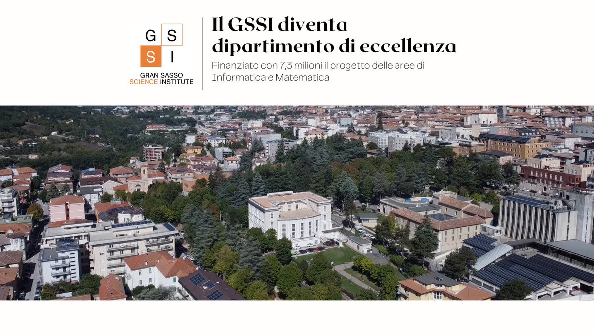 Il Gran Sasso Science Institute rientra nella lista dei 180 dipartimenti di eccellenza italiani stilata dall’Anvur.

7,3 milioni di euro vanno al progetto delle aree di Informatica e Matematica.

Leggi di più ➡️ gssi.it/communication/…

#gssiaq #research