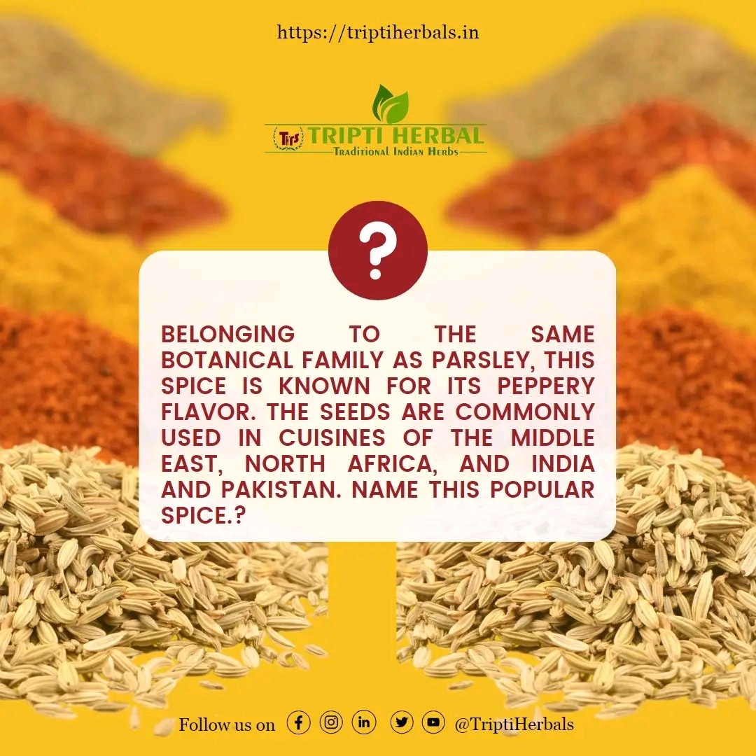 Name this popular spice?
.
To buy our organic products call us at +91-9399783875 or visit our website triptiherbals.in 
.
#triptiherbals #herbalproducts #herbs #spices #herbal #herballife #spices #turmeric #buynow #contactus #contactusnow #organic #organicproduct