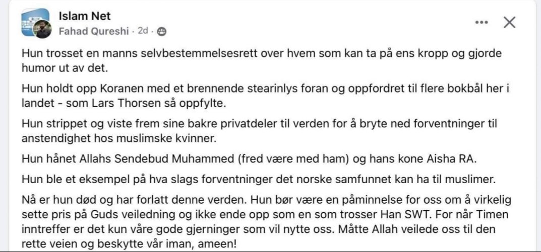 EivorEvenrud's tweet photo. Hvis noen trodde Islam Net og Fahad hadde moderert seg. 

Dette er ekstremisme og holdninger som aktivt hindrer "nye Shabaner" i å leve sitt liv i frihet.  Det er dette her Shabana viet livet sitt til å stå opp mot. https://t.co/0ydTf3gowB
