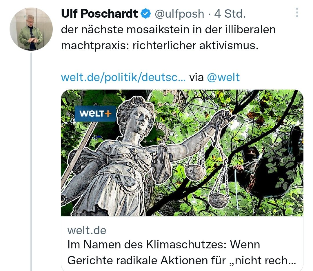 lyroloff's tweet photo. Erst wurde unabhängigen JournalistInnen "Aktivismus" unterstellt, nun will die Welt eine unabhängige Rechtssprechung als "Aktivismus" abtun. Journalisten der Nicht-Springerpresse sollten Genuß hinschauen, wie hier die nächste Kampagne gegen #Klimademokratie #KlimaRecht entsteht. https://t.co/Et4KqiwmBk