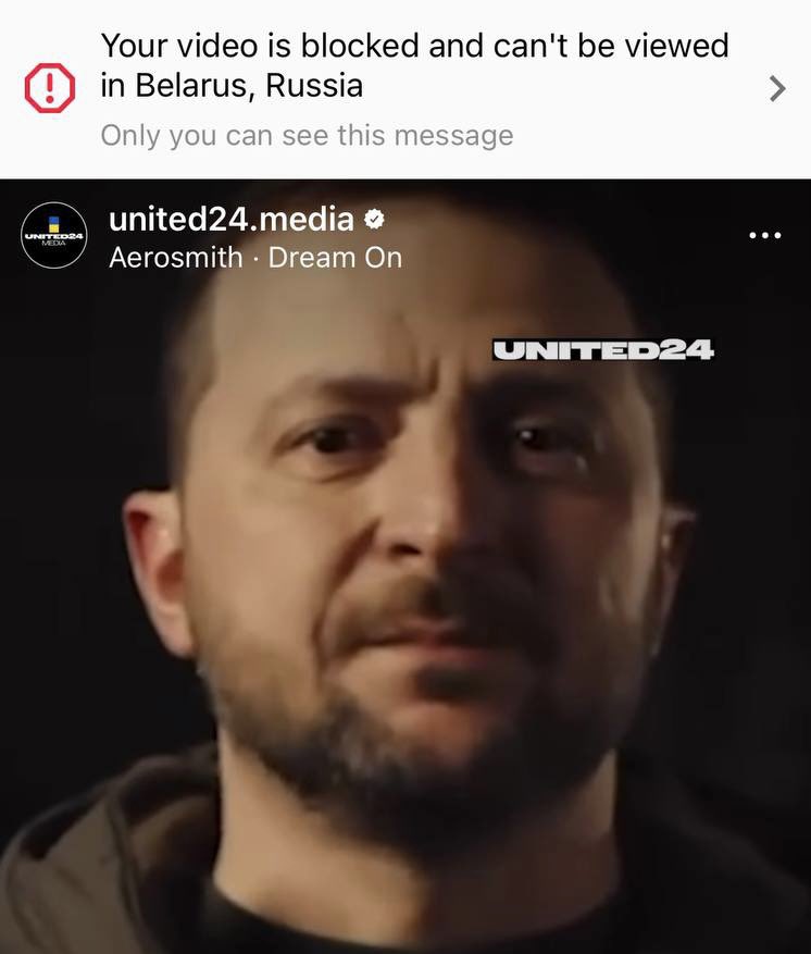 United24media's tweet photo. Check out where our video of Zelenskyy got blocked (top white banner.)

Massive lol. https://t.co/J3SOBZv9al