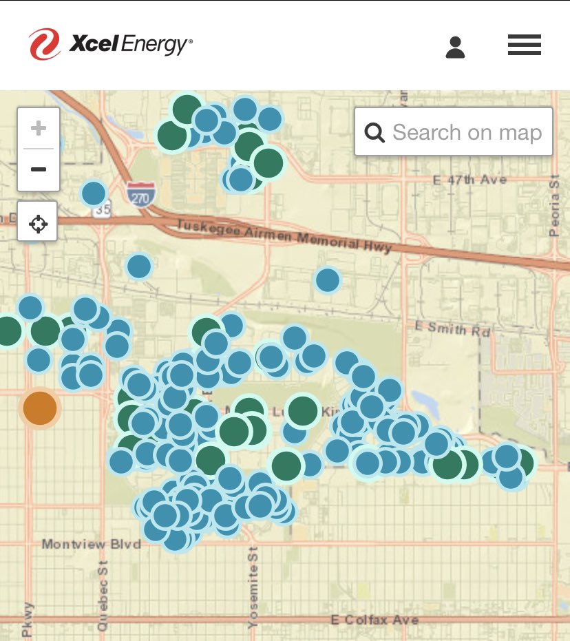 chrisvanderveen's tweet photo. Looks like denver has a pretty decent power outage in the Central Park neighborhood rn.  

Any word @xcelenergy? https://t.co/dD3qIs5QKA