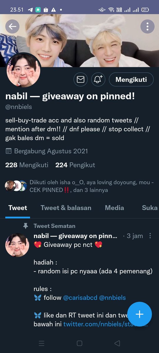 nonojeno23's tweet photo. @nnbiels @carisabcd Wish me luck kak
Harapan aku udh diri ku sendiri semoga aku di tahun ini bisa menjadi lebih baik lagi, lebih rajin lagi belajar nya dan semoga aku selalu di berikan kesehatan dan kebahagiaan aamiinn 🙏🙏☺️☺️ https://t.co/kUyJRa54VJ