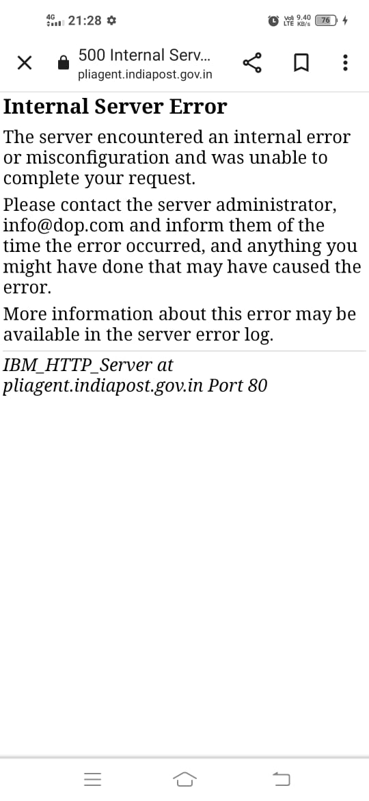 pliagent.indiapost.gov.in 
This site has been out of order since 31st Dec.
Kindly fix it.
PLI Salesforce follows this portal everyday to grow their PLI RPLI business to generate revenue.
<a href="/IndiaPostOffice/">India Post</a>
<a href="/PMOIndia/">PMO India</a> 
<a href="/AshwiniVaishnaw/">Ashwini Vaishnaw</a> 
<a href="/IBM/">IBM</a>
