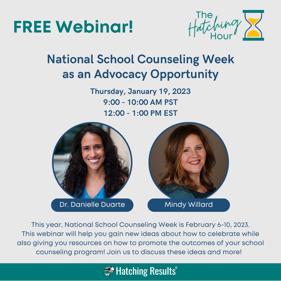 Check out this awesome free webinar to learn more about how to celebrate NSCW while also giving you resources to promote the outcomes of your school counseling program! Register here: tickettailor.com/events/hatchin…
#NSCW23