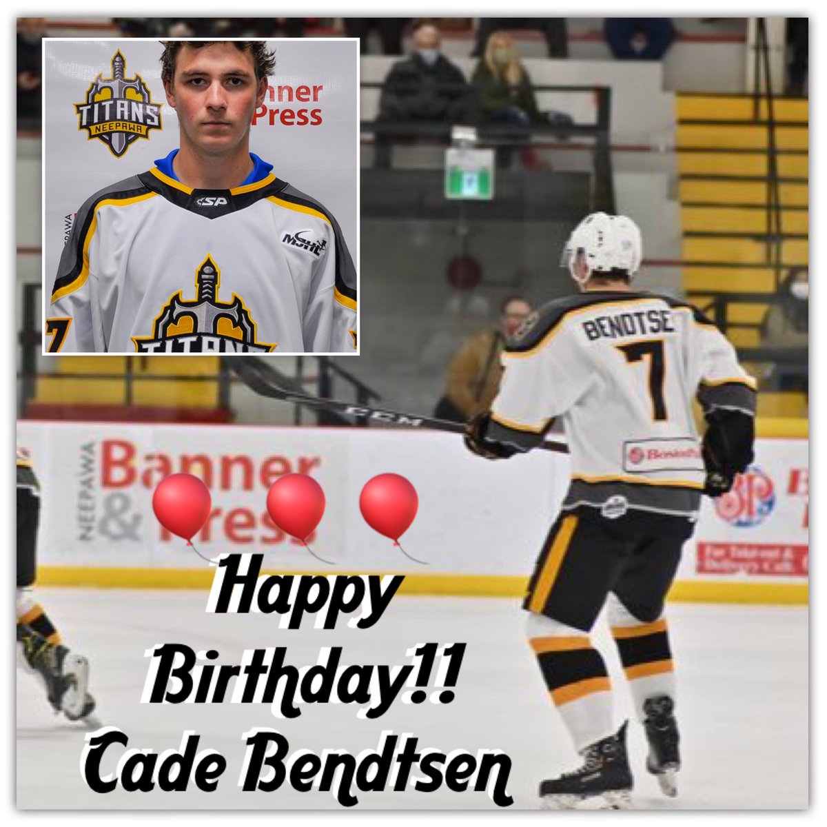 MJHLTitans's tweet photo. 🎂 Happy Birthday to Titans defenceman CADE BENDTSEN, who turns 20! 🎂

#LetGoTitans🛡️🗡️ https://t.co/yCvSnWdgoj