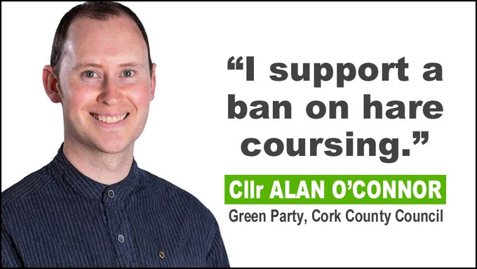 banbloodsports's tweet photo. “I support a ban on hare coursing”: Cllr Alan O’Connor (Green Party, #Cork County Council) 👍👍 https://t.co/cfOuvDYqH3 #BanHareCoursing https://t.co/fYOfkuOk4E
