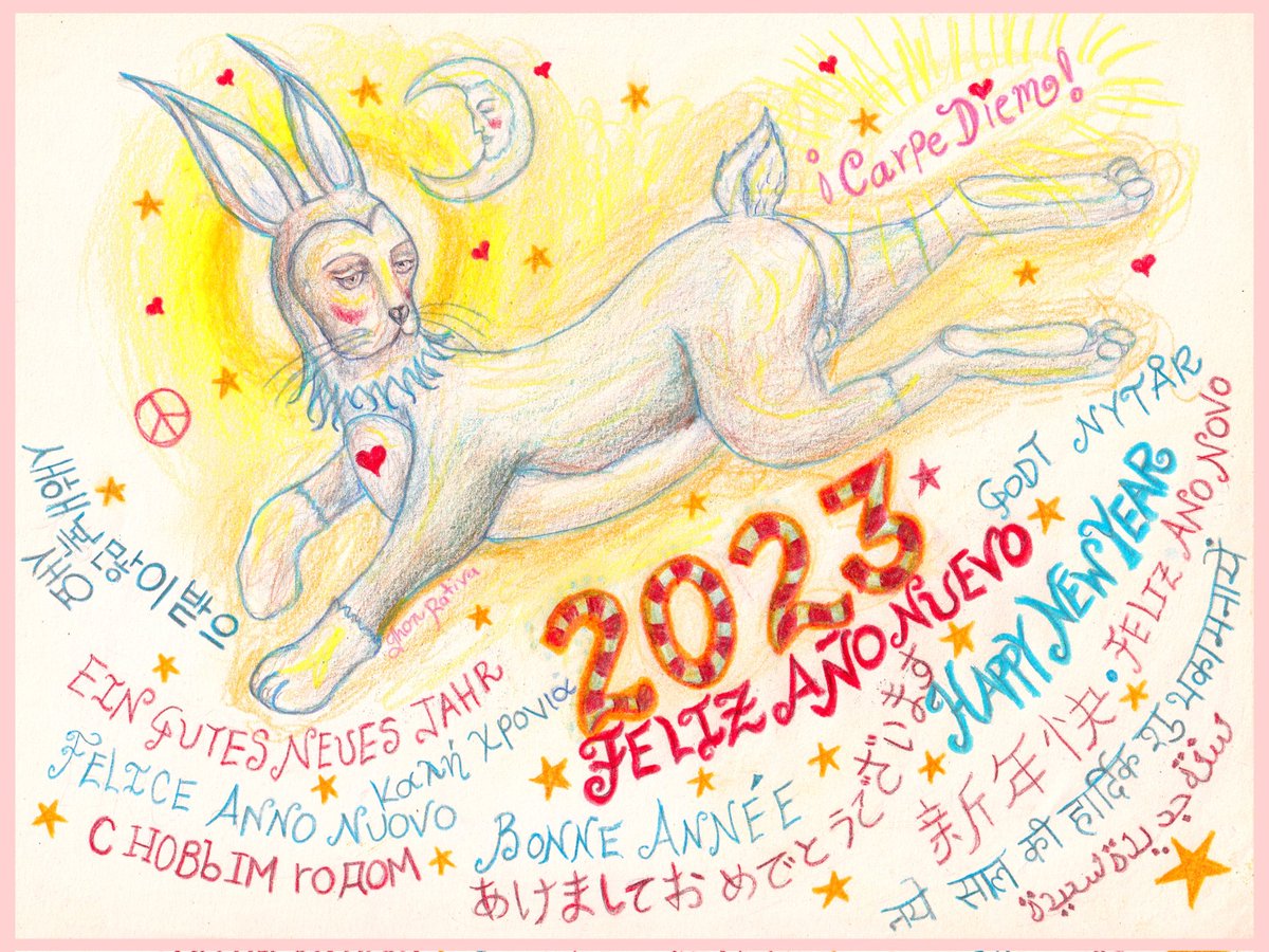 🦋 Feliz año nuevo 2023/Happy new year 2023 🦋
#2023NewYear #art #2023年新春まめねこ書初め60分一発勝負 #2023JuntosVamosAdelante #FelizAnoNuevo #RABBIT2023 #drawing #love #AnoNuevo