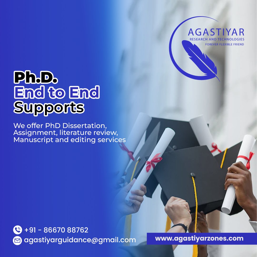 We offer PhD Dissertation, Assignment, literature review, Manuscript and editing services.

Call us : +91 86670 88762
Mail us : agastiyarguidance@gmail.com
Visit us : agastiyarzones.com

#journalpublishing #researchpaper #scholar #thesiswriting #phdguidance #phdassistance