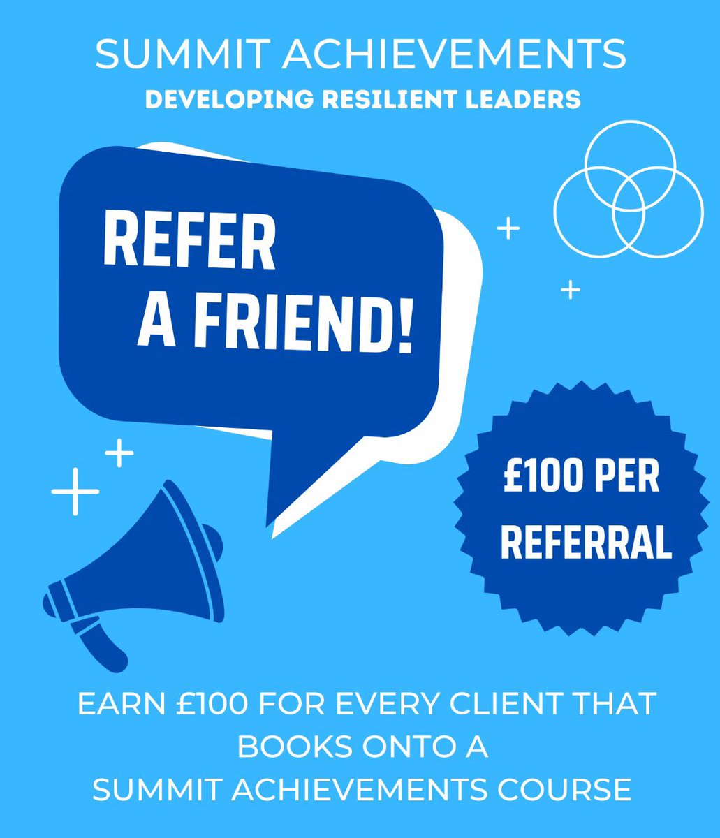 SummitAchieve's tweet image. Do you know anyone who would be interested in a leadership development course? Are you looking to earn some extra cash in the process? Consider joining our referral scheme!

For more info email- kyra@summitachievements.co.uk 

#leadershipdevelopment #referralprogram #extraincome