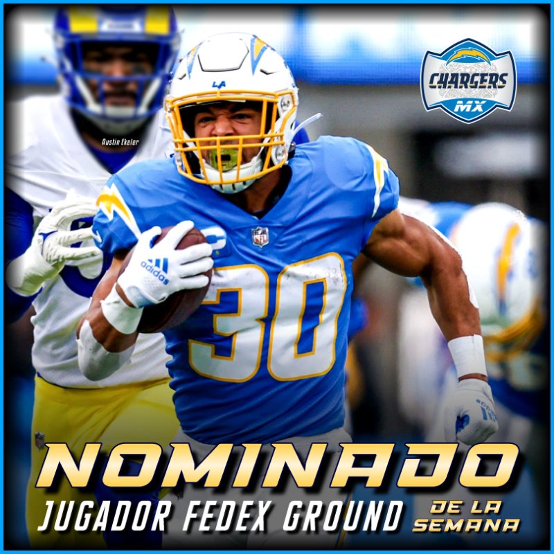 Gracias a su destacada actuación en el #LARvsLAC ─10 aca. 122 yds. 2 TDs─, @AustinEkeler ha sido nominado para:

Jugador @FedEx Ground de la Semana 16.

No olviden VOTAR por él AQUÍ 🗳: nfl.com/voting/air-and…

#BoltUp | #ChargersMX | #AirandGround | #NFLTwitter