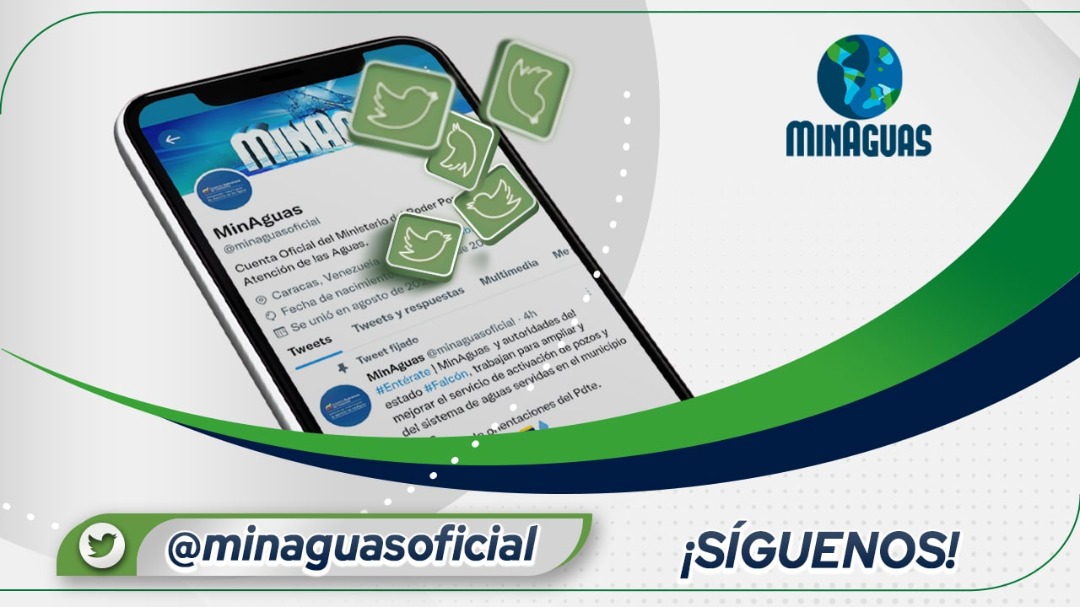 minaguasoficial's tweet photo. 📱📲 También estamos en Twitter, únete a nuestra comunidad y mantente informado sobre la agenda que ejecuta #MinAguasVen para dar respuesta oportuna a las comunidades sobre el sistema hídrico nacional 🇻🇪💧

@NicolasMaduro
@RMarcoTorres
@_Vpsops https://t.co/GL4bmPTmGx