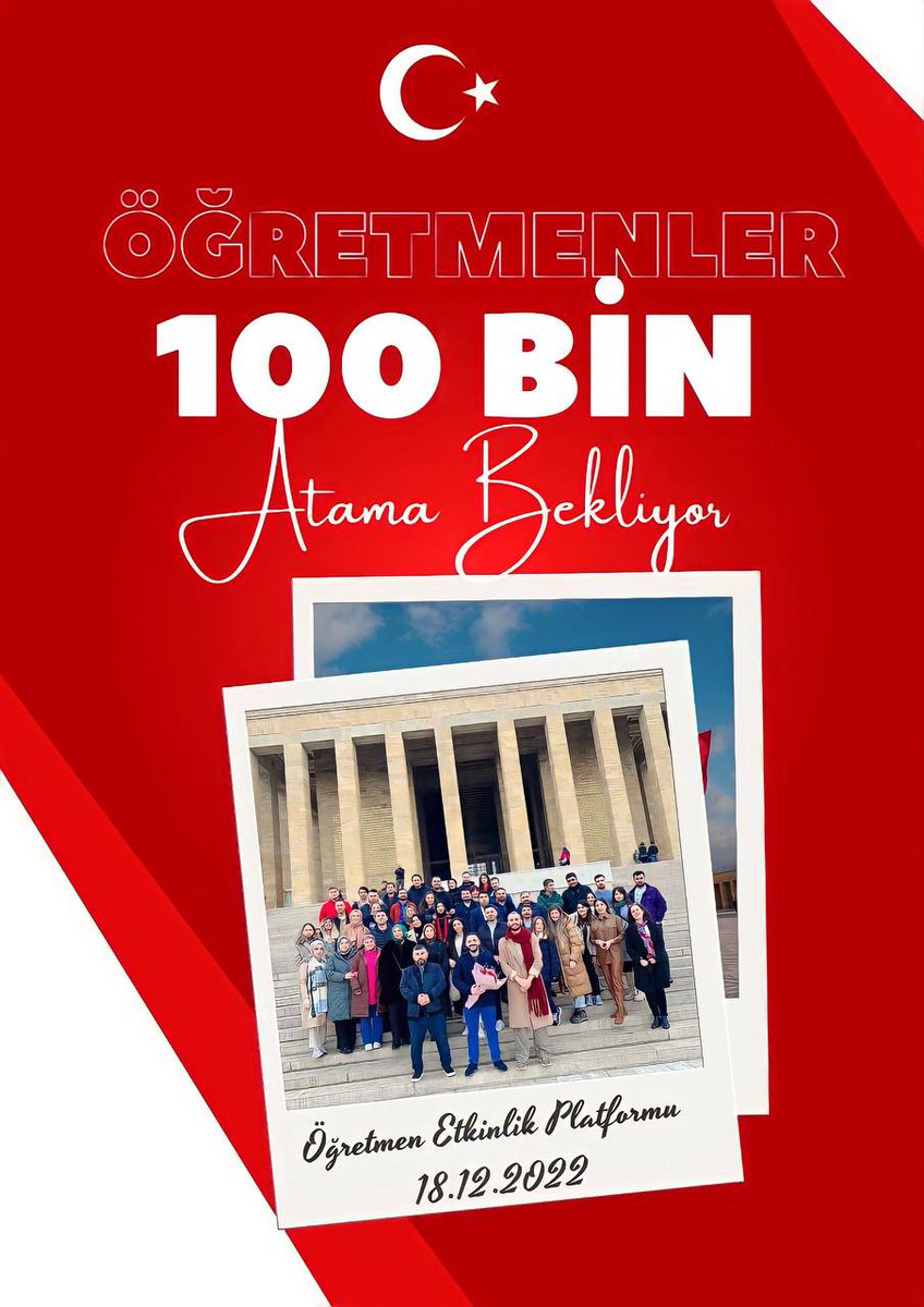 Bizler atanamayan değil ataması yapılmayan öğretmenleriz. Artık kontenjana takılmak istemiyoruz. Aylarca haber beklemek istemiyoruz. Beklediğimiz tek bir haber var. 👉🏻 Cumhuriyetin 100. Yılına özel 100 bin adil kontenjanlı öğretmen alımı. 

<a href="/RTErdogan/">Recep Tayyip Erdoğan</a>
#Cumhurdan100BinÖğretmen