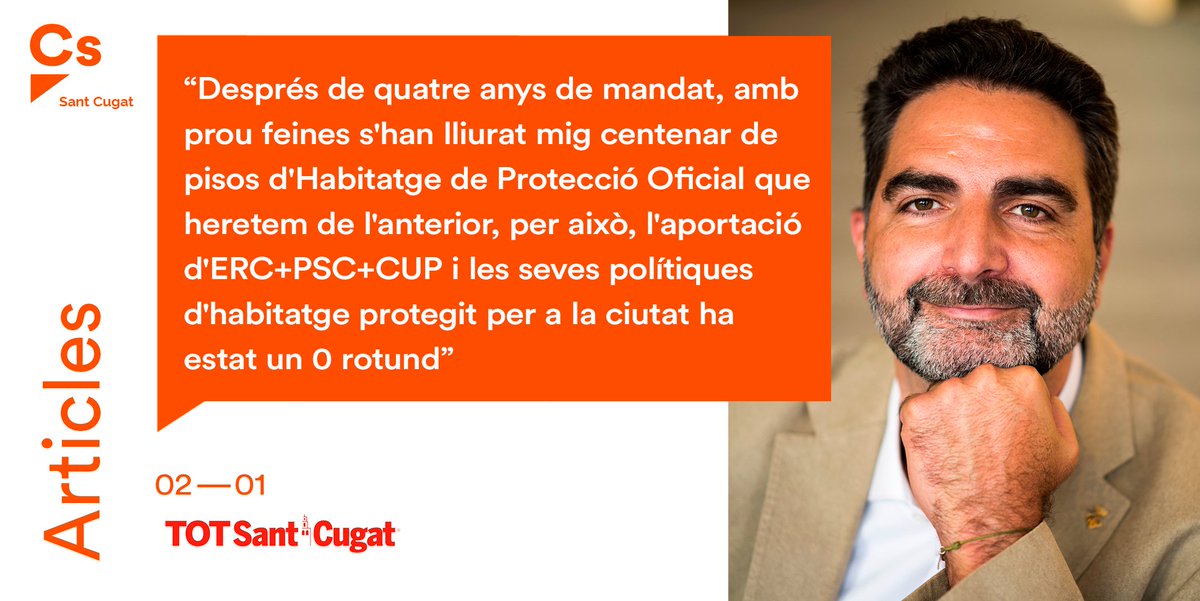 CS_SantCugat's tweet photo. 🗞️ Ja pots llegir l'article del nostre portaveu i candidat, @a_ciprian!

🏙️ "Cadascú és lliure de pensar el que vulgui, però que després ningú se sorprengui: el projecte de Ca n'Ametller és fum. Fum electoral."

👉🏼 Llegeix-lo aquí: https://t.co/6e7OLrDljb https://t.co/x0CvRjIWJ7